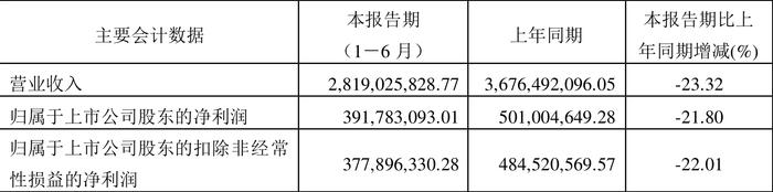 雪峰科技：2024年上半年净利润3.92亿元 同比下降21.80%