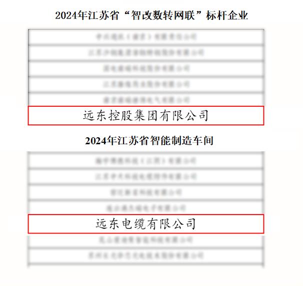 远东控股集团荣获江苏省“智改数转网联”标杆企业称号