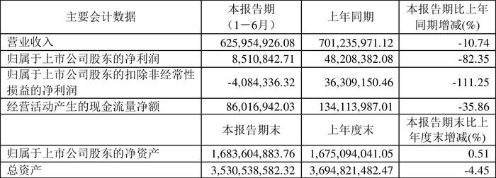 汉商集团：2024年上半年净利润851.08万元 同比下降82.35%