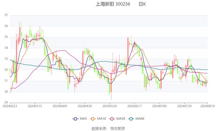 上海新阳：2024年上半年净利润5890.41万元 同比下降32.14%