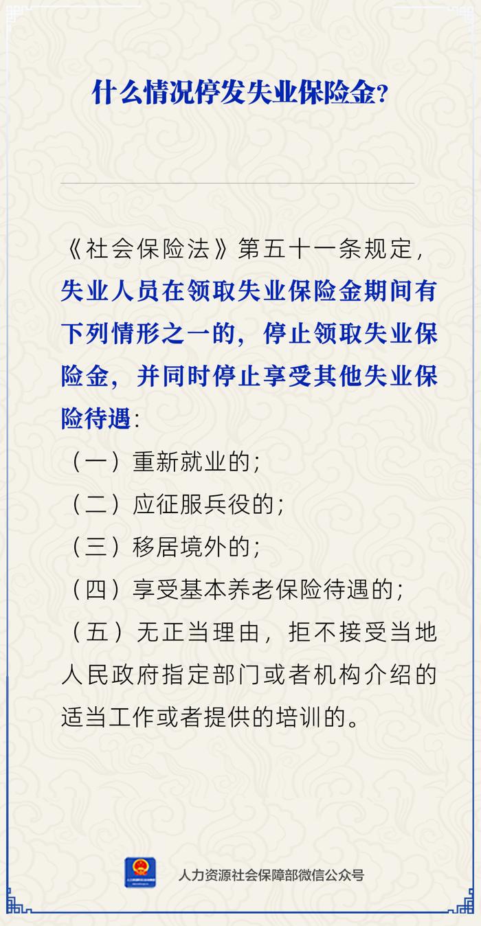 【人社日课·8月20日】失业保险金停发的情况有哪些？