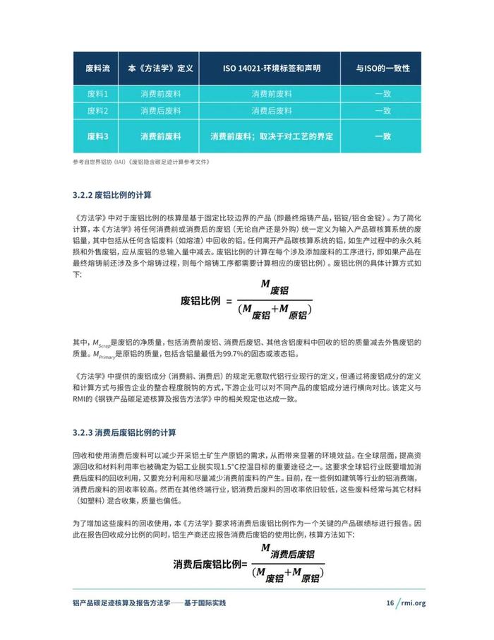 《铝产品碳足迹核算及报告方法学一一基于国际实践(征询意见稿)》