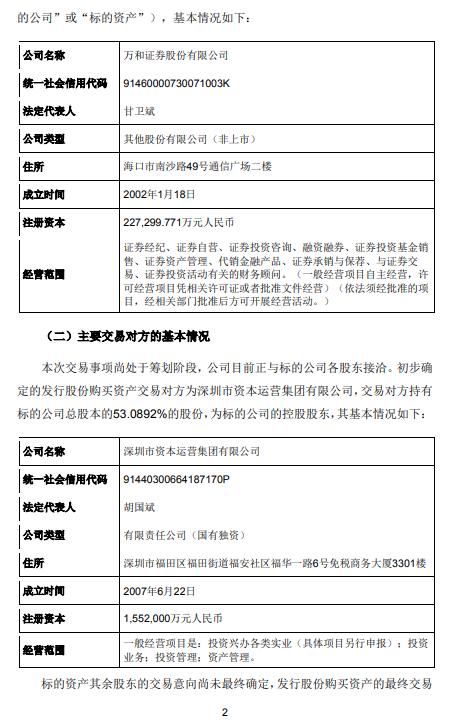 国信证券：拟发行股份购买万和证券 股票8月22日开市时起停牌