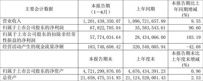 绿城水务：2024年上半年净利润6782.28万元 同比增长90.60%