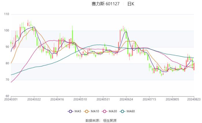 赛力斯：2024年上半年盈利16.25亿元 同比扭亏