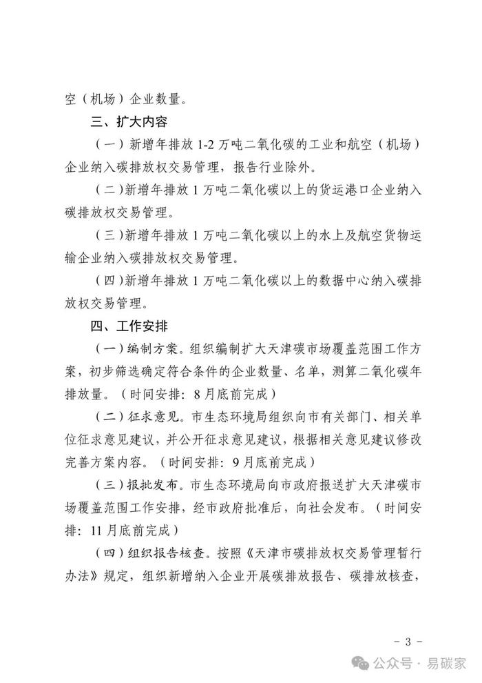 《天津市扩大地方碳排放权交易市场覆盖范围工作方案》公开征求意见