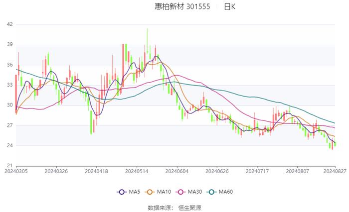 惠柏新材：2024年上半年亏损446.1万元