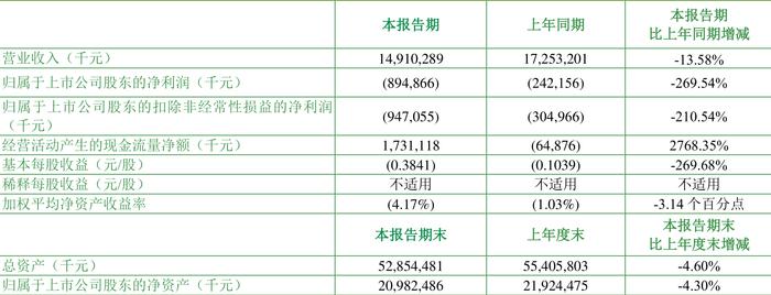 安道麦A：2024年上半年亏损8.95亿元