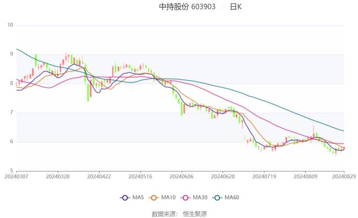 中持股份：2024年上半年净利润803.46万元 同比下降84.85%