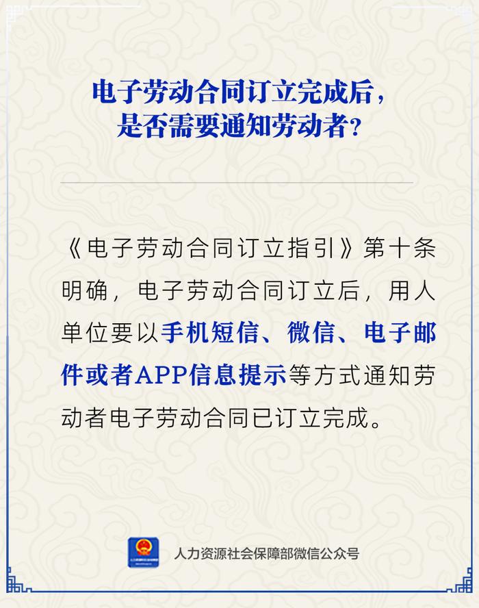 【人社日课·8月29日】电子劳动合同订立完成后需要通知劳动者吗？