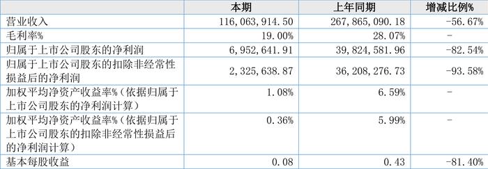 惠丰钻石：2024年上半年净利润695.26万元 同比下降82.54%