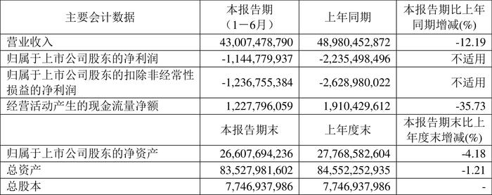 马钢股份：2024年上半年亏损11.45亿元