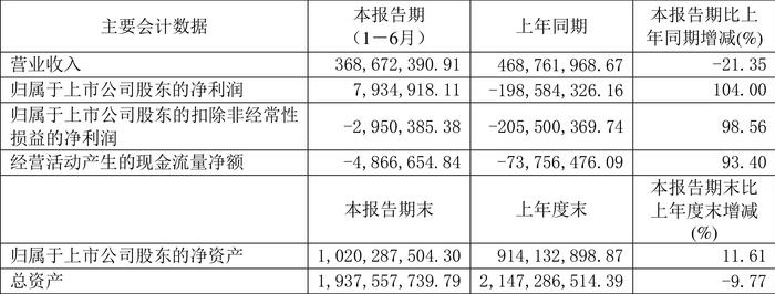 亚邦股份：2024年上半年盈利793.49万元 同比扭亏