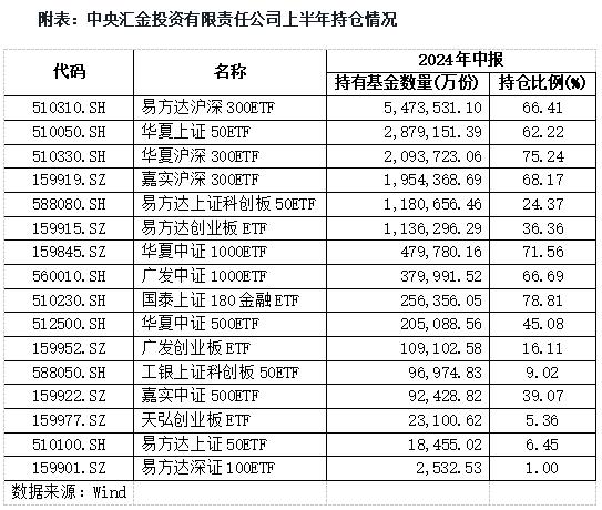 中央汇金最新持仓曝光！上半年大幅增持ETF