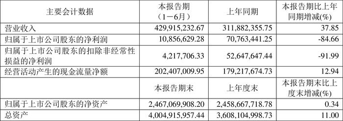 伟测科技：2024年上半年净利润1085.66万元 同比下降84.66%