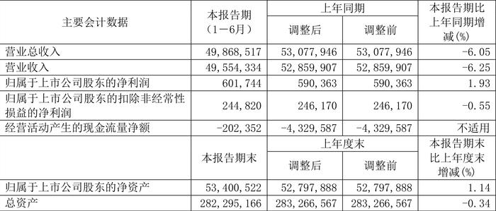 上海电气：2024年上半年净利润6.02亿元 同比增长1.93%