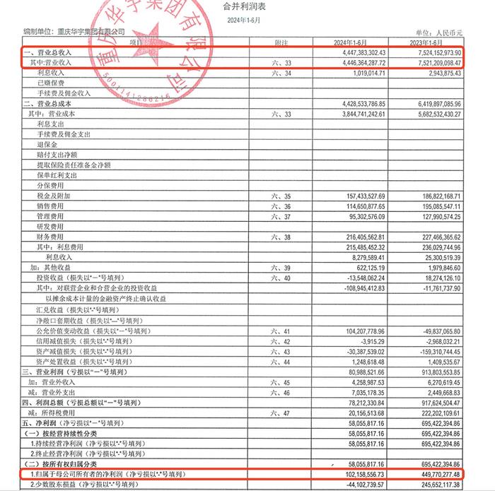 重庆华宇集团2024上半年净利降77%，退出创始人之子旗下业如金控