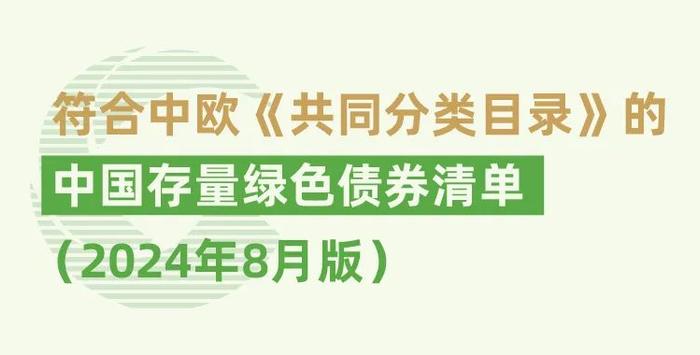 符合中欧《共同分类目录》标准的中国存量绿色债券清单（2024年8月版）