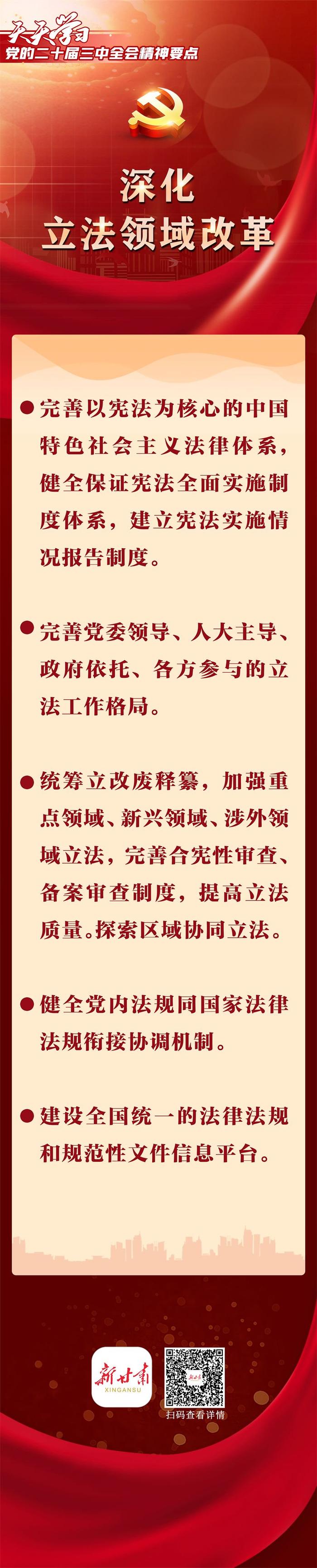 【天天学习 | 党的二十届三中全会精神要点（第33期）】深化立法领域改革