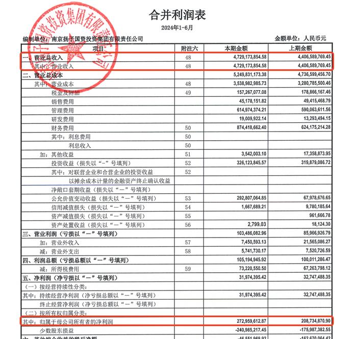 扬子国投2024上半年归母净利增三成，资产负债率70%