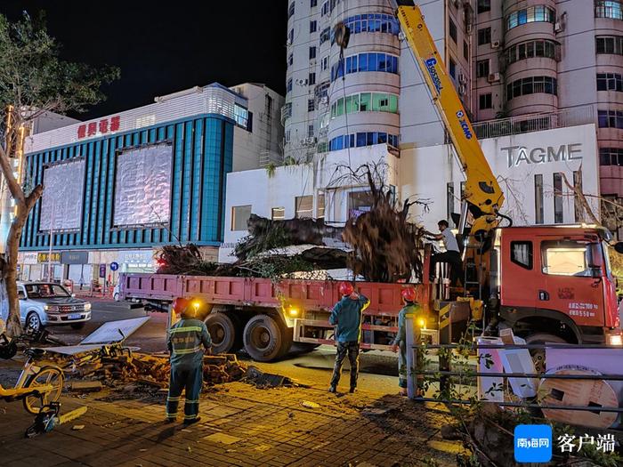 台风“摩羯”·纪实丨这一夜的海口：夜间修复一线