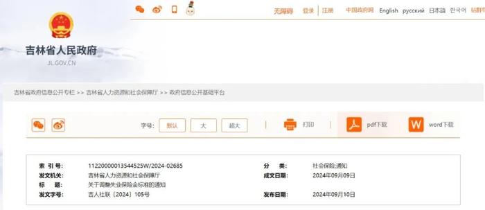 最新！吉林省调整失业保险金标准！