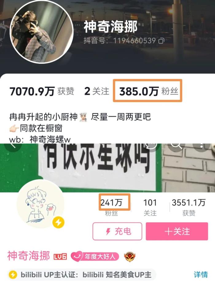 图源:抖音、哔哩哔哩