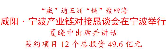 咸阳·宁波产业链对接恳谈会在宁波举行