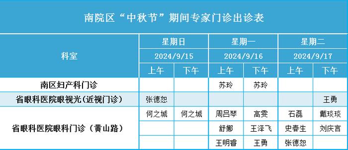 安徽多家医院最新通知！2024中秋假期门诊安排有调整→