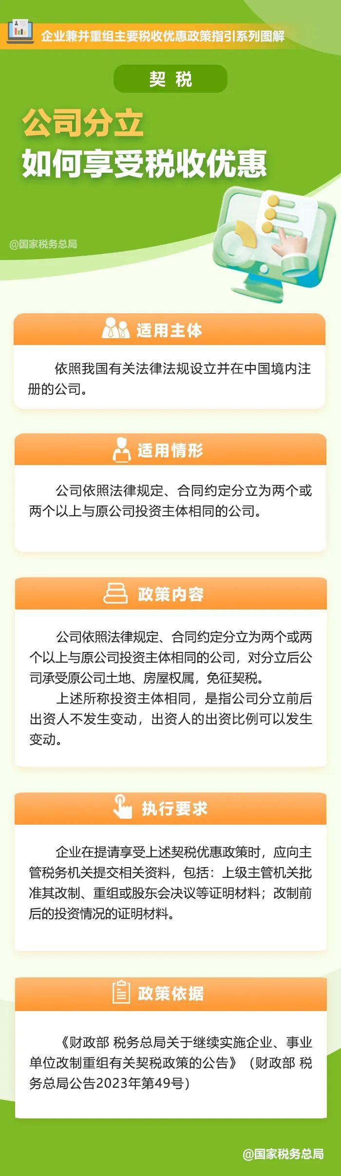 一图了解：公司分立如何享受契税税收优惠