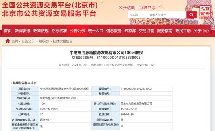 国家电投再度挂牌转让2家新能源公司