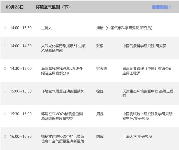 报名：第五届大气监测技术及应用网络会议