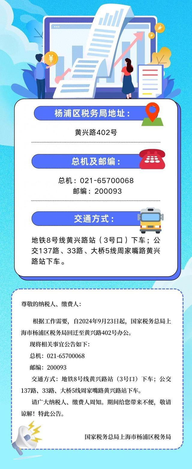 上海市杨浦区税务局办公场所回迁公告