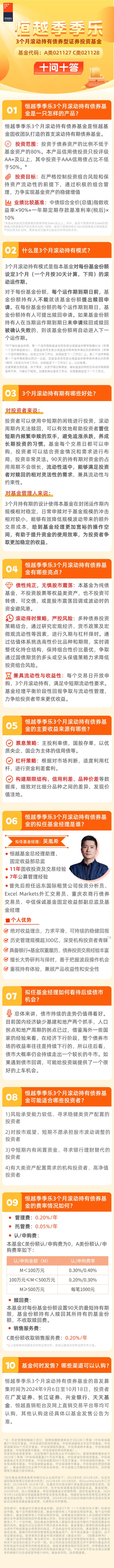 “十问十答”解锁新基：恒越季季乐3个月滚动持有债券基金购前必读！