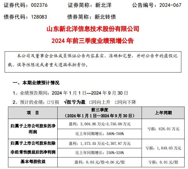 新北洋2024年前三季度扭亏为盈，海外市场拓展成效显著