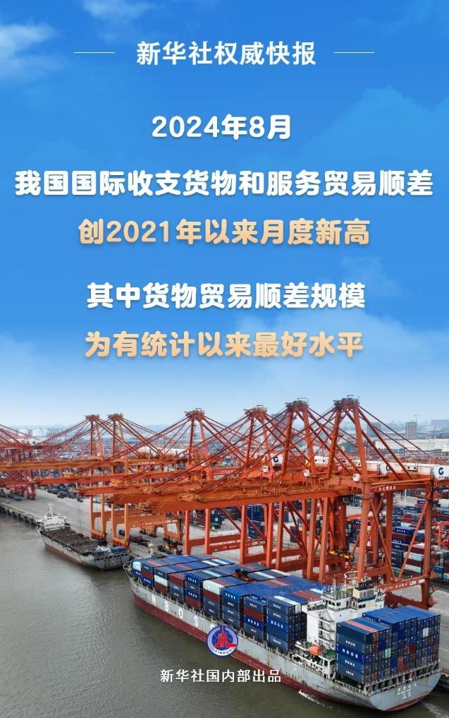 新华社权威快报丨8月我国国际收支货物贸易顺差规模为有统计以来最好水平