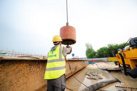 济南穿黄I期2标项目西岸工作井围护结构施工完成