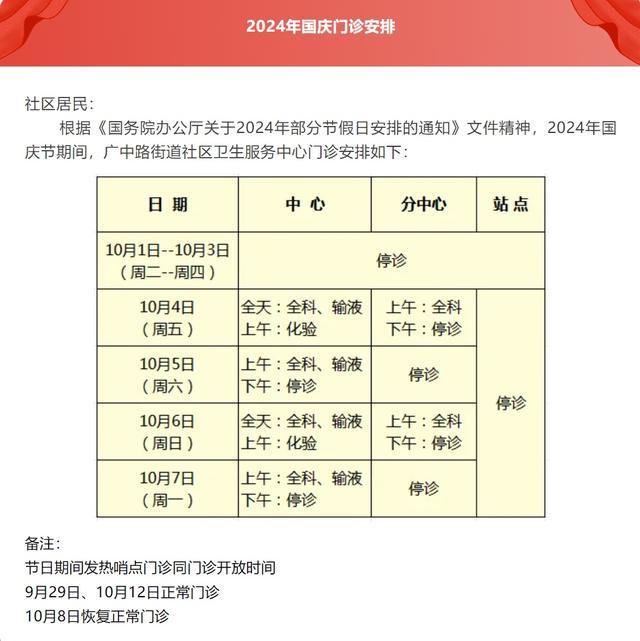 国庆假期，虹口各级医疗机构门急诊安排来了