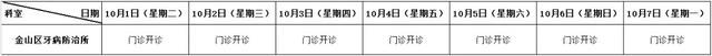 国庆期间，金山部分公立医疗机构门诊安排