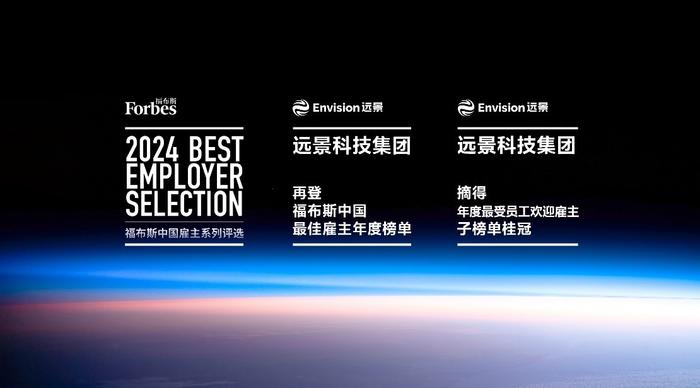 2024年福布斯中国“最佳雇主”发布，远景科技集团再登榜