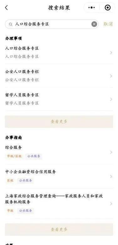 人口综合服务专区：整合了户籍、出生登记、婚姻等多方面多人口服务，满足在不同人生阶段的需求