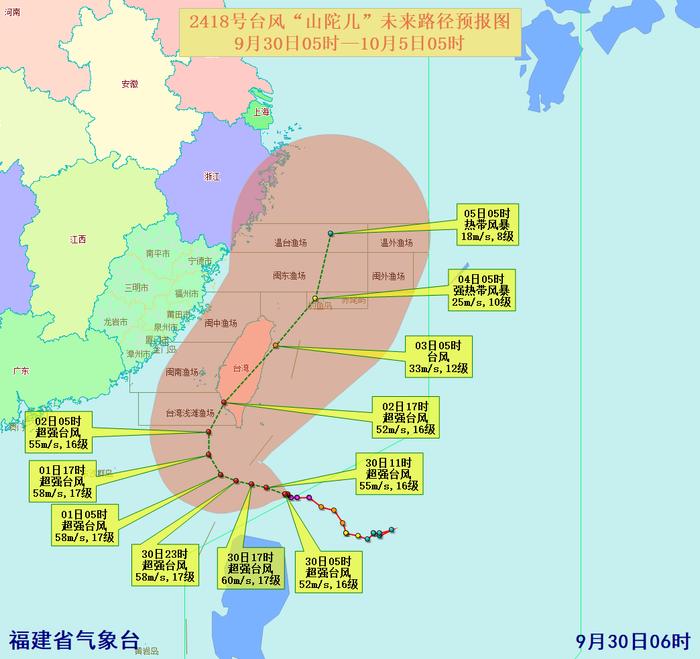 最新！“山陀儿”已升级超强台风！福建Ⅲ级预警！沿海和渔场将有强风影响！