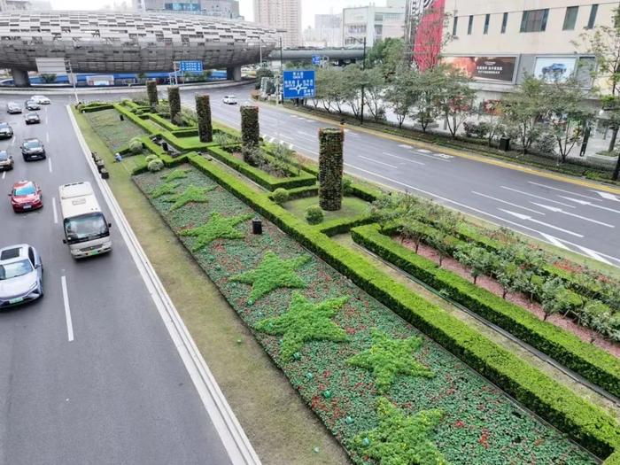 以花为“笔”以长街为“卷”，杨浦36万盆花卉绚烂迎国庆