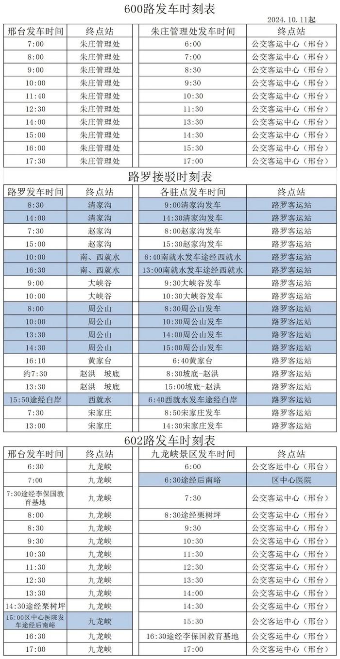 有调整！邢台公交、融大公交各线路首末班车最新时间表→