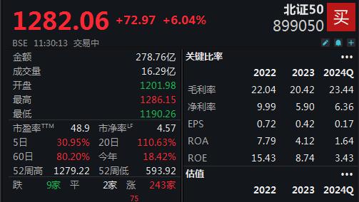 两大股指震荡走低，北证50再创历史新高