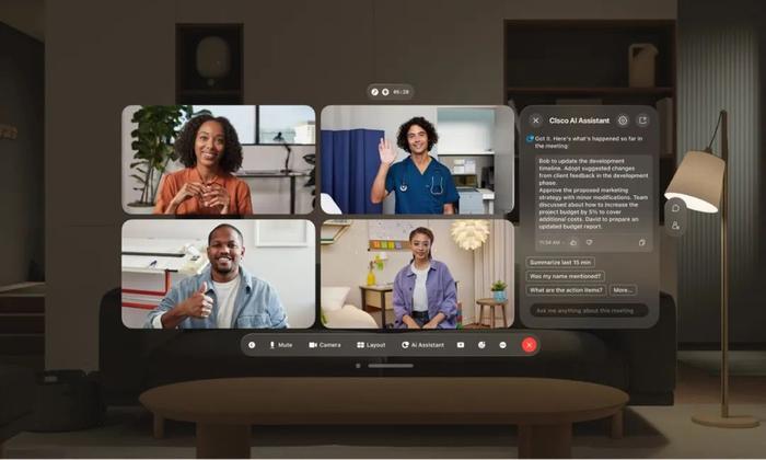 Cisco宣布已将Vision Pro集成到AR/VR会议软件中