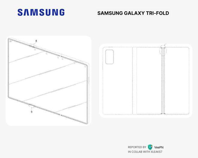 手机变平板：三星三折叠设计专利图曝光