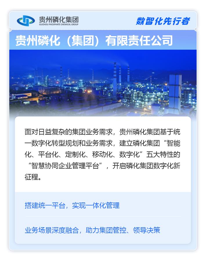 省属国资实践 | 贵州磷化：集团智慧协同管理平台