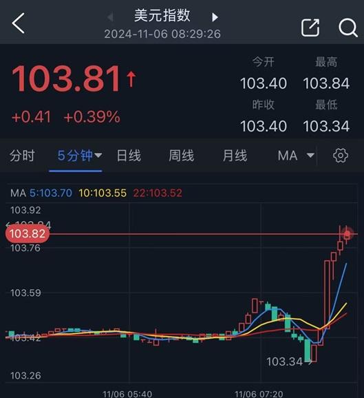 美国总统大选开票引爆大行情！美国大选最新结果出炉 美元短线急涨、金价大跌 黄金一分钟成交近2亿美元