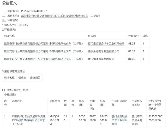 超7600万 115辆新能源公交大单！由它中标